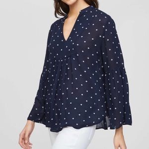 LOFT Navy Bell Sleeved V Neck Blouse XL
